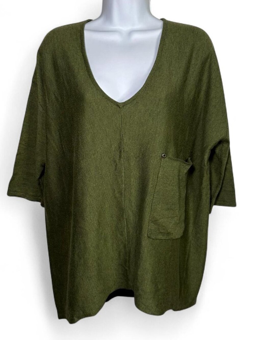 Kerisma Wool Blend Raven Top in Olive Green